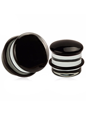 Стеклянные плаги для ушей черные с о-рингом EK0705