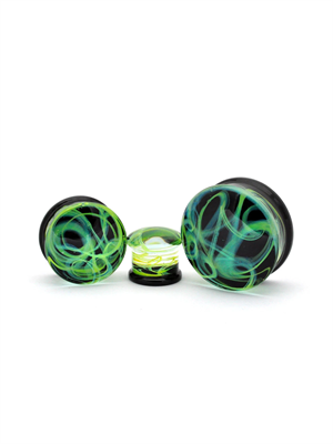 Плаги из стекла Зеленые завихрения EK0535-GR