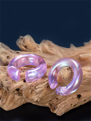 Толстые кольца из стекла Розовые EK0708-PKAB