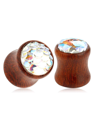 Плаги из дерева с белыми чешуйками EK0403-WH