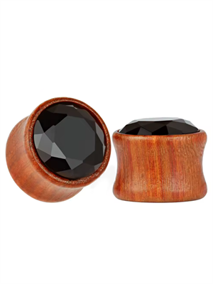 Плаги из красного дерева с черным цирконом EK0404-RDBK