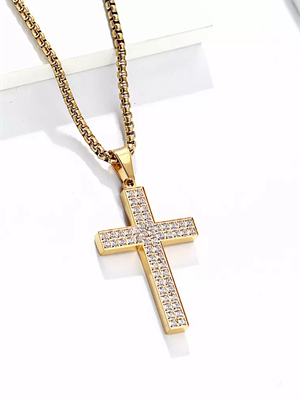 Подвеска Кристальный Крест GD с цепочкой 60 см YH-XL0139-SS-GDCL