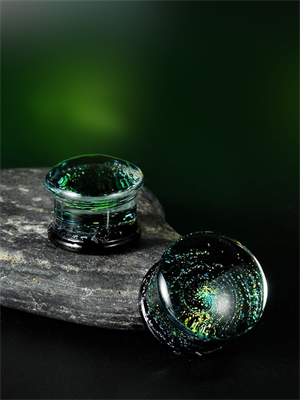 Плаги из стекла Зеленая Галактика EK0566-GR