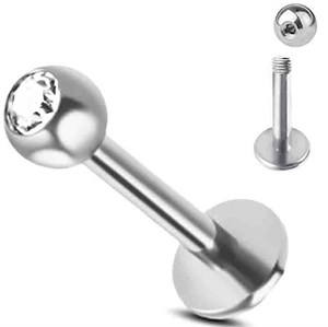 Лабрет титановый с обрамленным кристаллом 6 мм YH-CD0118-TI-SL-1.2-6-3