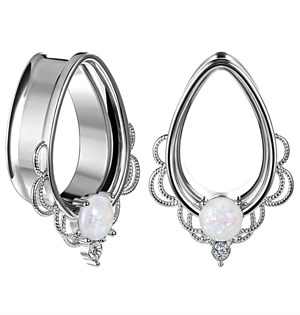 Тоннели из стали капельки с опалом EK0633-SL-WHCL