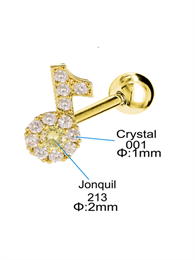 Микро-штанга для пирсинга Золотая кристальная нота