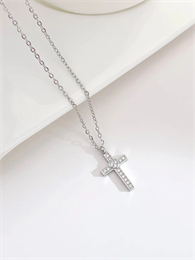 Колье серебристое женское с подвеской Крест и сердце 60 см YH-XL0135-SS-SLCL