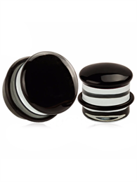 Стеклянные плаги для ушей черные с о-рингом EK0705