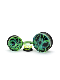 Плаги из стекла Зеленые завихрения EK0535-GR