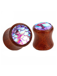 Плаги из дерева с розовыми чешуйками EK0403-PK