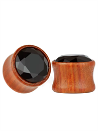 Плаги из красного дерева с черным цирконом EK0404-RDBK
