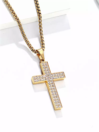 Подвеска Кристальный Крест GD с цепочкой 60 см YH-XL0139-SS-GDCL