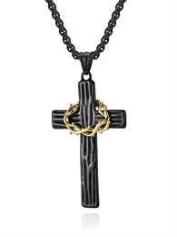 Цепочка с подвеской Крест и Терновый венок BK YH-XL0141-SS-BKGD