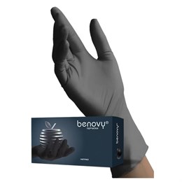 Перчатки медицинские нитриловые BENOVY, черные XS CZ-BenBlackXS