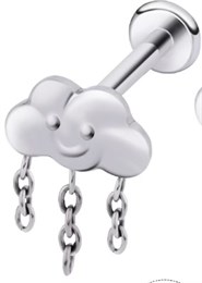 Лабрет титановый дождливая тучка 10 мм YH-CD0617-TI-INT-SL-1.2-10