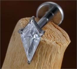 Лабрет титановый c ромбовидным кристаллом 10 мм CD0615-TI-INT-SLCL-1.2-10