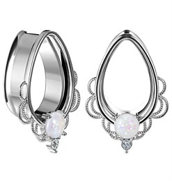 Тоннели из стали капельки с опалом EK0633-SL-WHCL