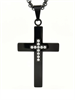Кулон на цепочке Крест со вставками Черный 60 см YH-XL0135-SS-BKCL