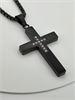 Кулон на цепочке Крест со вставками Черный 60 см YH-XL0135-SS-BKCL