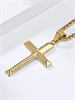 Крест-кулон с кристаллами GD на цепочке 60 см YH-XL0140-SS-GDCL